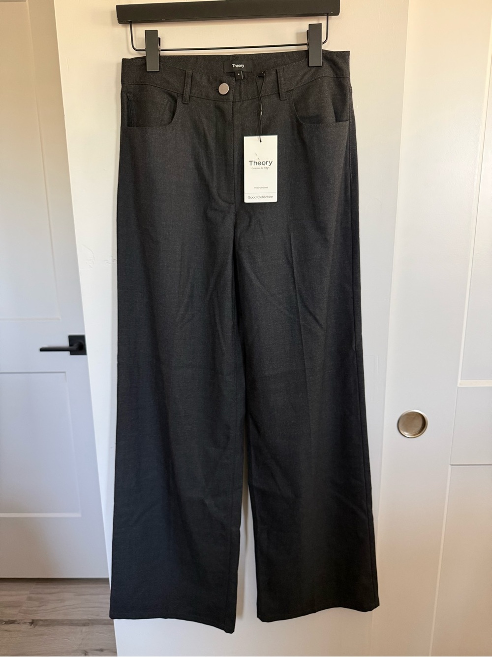 NWT Theory CL 5 Pocket Wool Flannel Wide Leg Pant Size 4